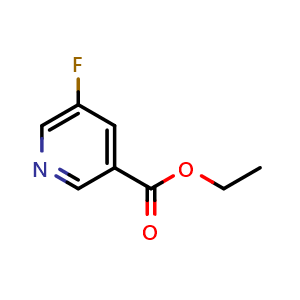 Chemical structure of ethyl 5-fluoropyridine-3-carboxylate , CAS 22620-29-7, AChemBlock T102056