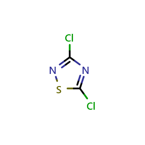 Chemical structure of dichloro-1,2,4-thiadiazole , CAS 2254-88-8, AChemBlock T102057