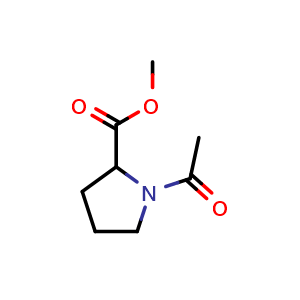 Chemical structure of methyl 1-acetylpyrrolidine-2-carboxylate , CAS 18800-83-4, AChemBlock T102068