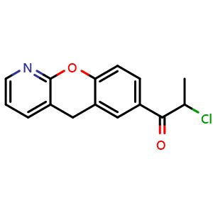 Chemical structure of 2-chloro-1-(5H-chromeno[2,3-b]pyridin-7-yl)propan-1-one , CAS 146330-68-9, AChemBlock T102086