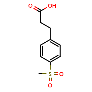 Chemical structure of 4-(Methylsulfonyl)benzenepropanoic acid , CAS 387350-46-1, AChemBlock T102187
