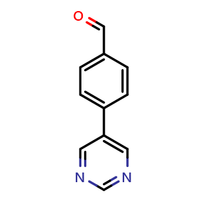 Chemical structure of 4-Pyrimidin-5-yl-benzaldehyde , CAS 198084-12-7, AChemBlock T102200