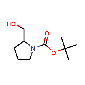 Chemical structure of tert-butyl 2-(hydroxymethyl)pyrrolidine-1-carboxylate , CAS 170491-63-1, AChemBlock T102208