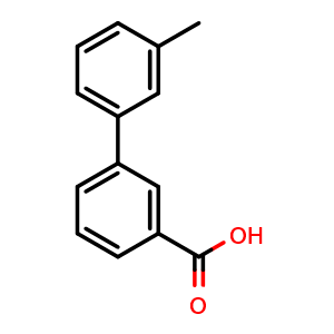 Chemical structure of 3'-Methylbiphenyl-3-carboxylic acid , CAS 158619-46-6, AChemBlock T102212