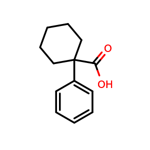 Chemical structure of 1-Phenylcyclohexanecarboxylic acid , CAS 1135-67-7, AChemBlock T102223