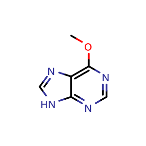 Chemical structure of 6-methoxy-9H-purine , CAS 1074-89-1, AChemBlock T102225