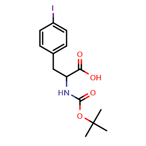 Chemical structure of N-Boc-4-Iodo-DL-phenylalanine , CAS 103882-09-3, AChemBlock T102226