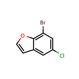 Chemical structure of 7-bromo-5-chlorobenzofuran , CAS 286836-07-5, AChemBlock T102255