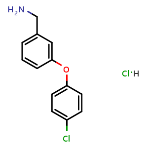 Chemical structure of (3-(4-chlorophenoxy)phenyl)methanamine hydrochloride , CAS 1171023-50-9, AChemBlock T102258