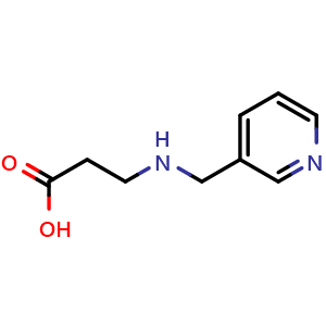 Chemical structure of 3-{[(pyridin-3-yl)methyl]amino}propanoic acid , CAS 99362-31-9, AChemBlock T102263