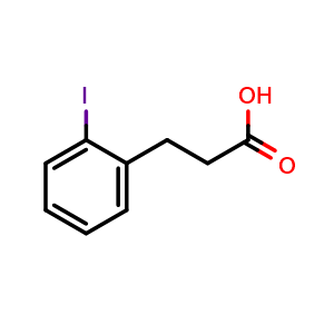 Chemical structure of 2-Iodo-benzenepropanoic acid , CAS 96606-95-0, AChemBlock T102265