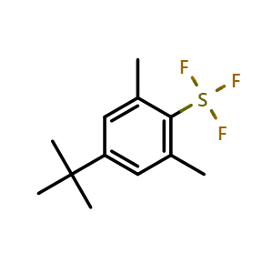 Chemical structure of 2,6-Dimethyl-4-t-butylphenylsulfur trifluoride , CAS 947725-04-4, AChemBlock T102266