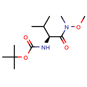 Chemical structure of N-Boc-L-valine N'-methoxy-N'-methylamide , CAS 87694-52-8, AChemBlock T102277