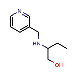 Chemical structure of 2-{[(pyridin-3-yl)methyl]amino}butan-1-ol , CAS 869942-14-3, AChemBlock T102279