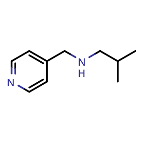 Chemical structure of (2-methylpropyl)[(pyridin-4-yl)methyl]amine , CAS 869941-71-9, AChemBlock T102281