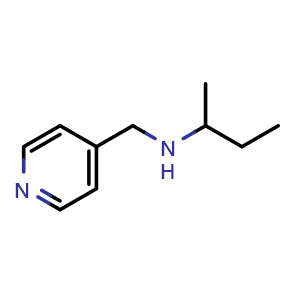 Chemical structure of (butan-2-yl)[(pyridin-4-yl)methyl]amine , CAS 869941-69-5, AChemBlock T102282