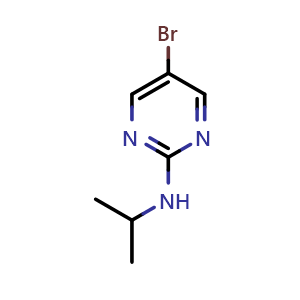 Chemical structure of 5-bromo-N-propan-2-ylpyrimidin-2-amine , CAS 77476-95-0, AChemBlock T102288
