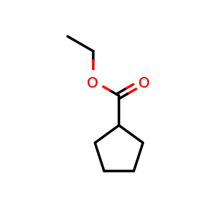 Chemical structure of Ethyl cyclopentane carboxylate , CAS 5453-85-0, AChemBlock T102307