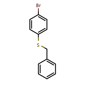 Chemical structure of 1-Benzylthio-4-bromobenzene , CAS 53136-21-3, AChemBlock T102310
