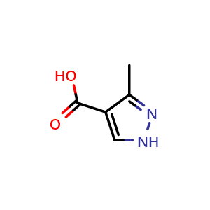 Chemical structure of 3-methyl-1H-pyrazole-4-carboxylic acid , CAS 40704-11-8, AChemBlock T102319
