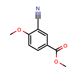Chemical structure of methyl 3-cyano-4-methoxybenzoate , CAS 25978-74-9, AChemBlock T102336