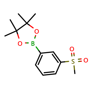 Chemical structure of 4,4,5,5-Tetramethyl-2-(3-(methylsulfonyl)phenyl)-1,3,2-dioxaborolane , CAS 1001185-88-1, AChemBlock T102414