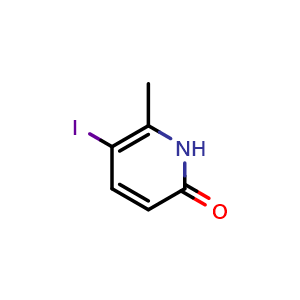 Chemical structure of 5-Iodo-6-methylpyridin-2(1H)-one , CAS 927870-76-6, AChemBlock T102420