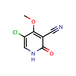 Chemical structure of 5-Chloro-4-methoxy-2-oxo-1,2-dihydropyridine-3-carbonitrile , CAS 147619-40-7, AChemBlock T102425