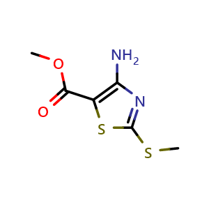 Chemical structure of 4-Amino-2-methylthio-thiazole-5-carboxylic acid methyl ester , CAS 60093-05-2, AChemBlock T102451