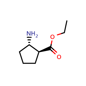 Chemical structure of ethyl (1S,2S)-2-aminocyclopentane-1-carboxylate , CAS 752181-59-2, AChemBlock T89843