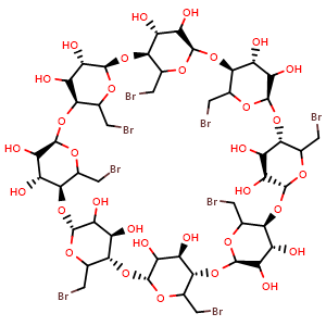 Chemical structure of octakis-6-bromo-6-deoxy-gamma-cyclodextrin , CAS 53784-84-2, AChemBlock T89847