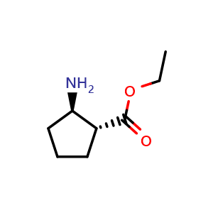 Chemical structure of ethyl (1R,2R)-2-aminocyclopentane-1-carboxylate , CAS 114745-46-9, AChemBlock T89888