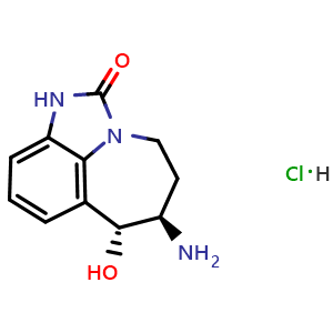 Chemical structure of (6R,7R)-7-amino-6-hydroxy-6,7,8,9-tetrahydro-2,9a-diazabenzo[cd]azulen-1(2H)-one hydrochloride , CAS 1019769-47-1, AChemBlock T89895