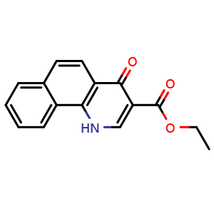Chemical structure of ethyl 4-oxo-1,4-dihydrobenzo[h]quinoline-3-carboxylate , CAS 71083-13-1, AChemBlock T89923