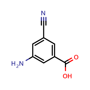 Chemical structure of 3-Amino-5-cyanobenzoic acid , CAS 1000341-18-3, AChemBlock T89933