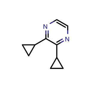 Chemical structure of 2,3-Dicyclopropylpyrazine , CAS 2411636-59-2, AChemBlock T89973