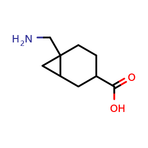 Chemical structure of 6-(aminomethyl)norcarane-3-carboxylic acid , CAS 2387598-93-6, AChemBlock T89985