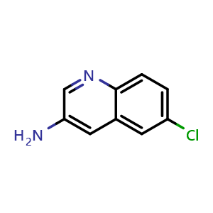 Chemical structure of 6-Chloro-3-quinolinamine , CAS 1051372-60-1, AChemBlock T90008