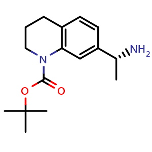 Chemical structure of tert-butyl 7-[(1R)-1-aminoethyl]-3,4-dihydro-2H-quinoline-1-carboxylate , CAS 2387568-98-9, AChemBlock T90022