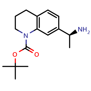 Chemical structure of tert-butyl 7-[(1S)-1-aminoethyl]-3,4-dihydro-2H-quinoline-1-carboxylate , CAS 2387569-79-9, AChemBlock T90023