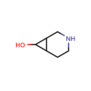 Chemical structure of 3-azabicyclo[4.1.0]heptan-7-ol , CAS 2385341-83-1, AChemBlock T90028