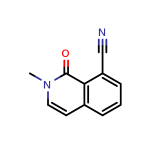 Chemical structure of 1,2-dihydro-2-methyl-1-oxoisoquinoline-8-carbonitrile , CAS 1374651-57-6, AChemBlock T90038