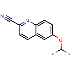 Chemical structure of 6-(difluoromethoxy)quinoline-2-carbonitrile , CAS 1373818-59-7, AChemBlock T90050