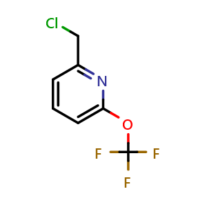 Chemical structure of 2-(chloromethyl)-6-(trifluoromethoxy)pyridine , CAS 1361692-49-0, AChemBlock T90053