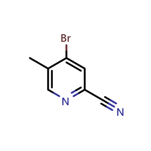 Chemical structure of 4-bromo-5-methylpicolinonitrile , CAS 1353856-72-0, AChemBlock T90083