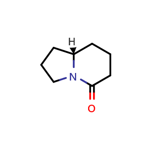 Chemical structure of (8aS)-2,3,6,7,8,8a-hexahydro-1H-indolizin-5-one , CAS 152141-40-7, AChemBlock T90099