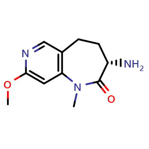 Chemical structure of (3S)-3-amino-8-methoxy-1-methyl-4,5-dihydro-3H-pyrido[4,3-b]azepin-2-one , CAS 2306252-55-9, AChemBlock T90124