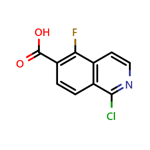 Chemical structure of 1-chloro-5-fluoroisoquinoline-6-carboxylic acid , CAS 2411638-24-7, AChemBlock T90131