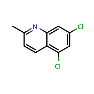 Chemical structure of 5,7-dichloro-2-methylquinoline , CAS 26933-09-5, AChemBlock T90137