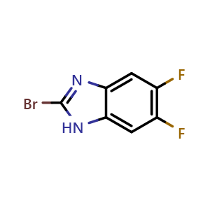 Chemical structure of 2-Bromo-5,6-difluorobenzimidazole , CAS 1332576-98-3, AChemBlock T90141